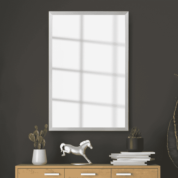 Frame My Mirror Framed Mirror, Brushed Chrome Finish, 36" x 36", 1-1/4" Wide Frame Ellis Design