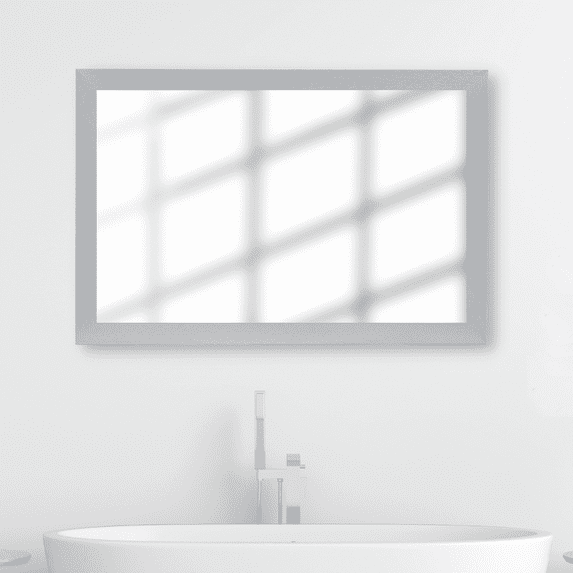 Frame My Mirror Framed Mirror, Brushed Silver Finish, 20" x 36", 2" Wide Frame Meade Design