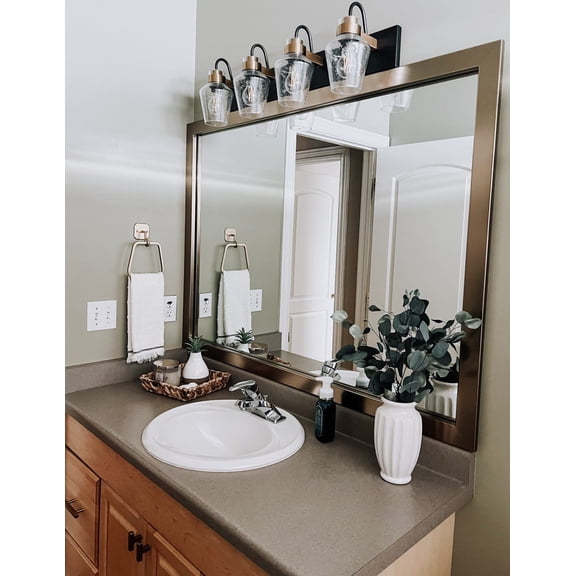 Frame My Mirror Framed Mirror, Champagne Bronze Finish, 36" x 24", 2" Wide Frame Meade Design
