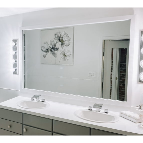 Frame My Mirror Framed Mirror, Pure White Finish, 36" x 36", 2" Wide Frame Meade Design