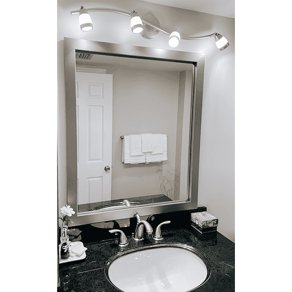 Frame My Mirror Framed Mirror, Satin Nickel Finish, 20" x 54", 2" Wide Frame Meade Design