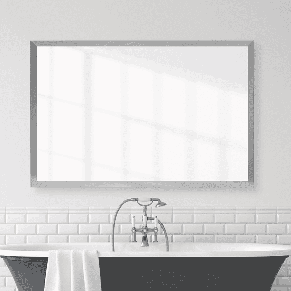 Frame My Mirror Framed Mirror, Satin Nickel Finish, 20" x 60", 1-1/4" Wide Frame Ellis Design