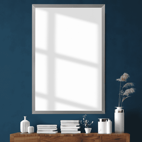 Frame My Mirror Framed Mirror, Stainless Steel Finish, 20" x 24", 1-1/4" Wide Frame Ellis Design