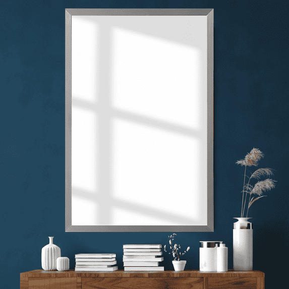 Frame My Mirror Framed Mirror, Stainless Steel Finish, 20" x 36", 1-1/4" Wide Frame Ellis Design