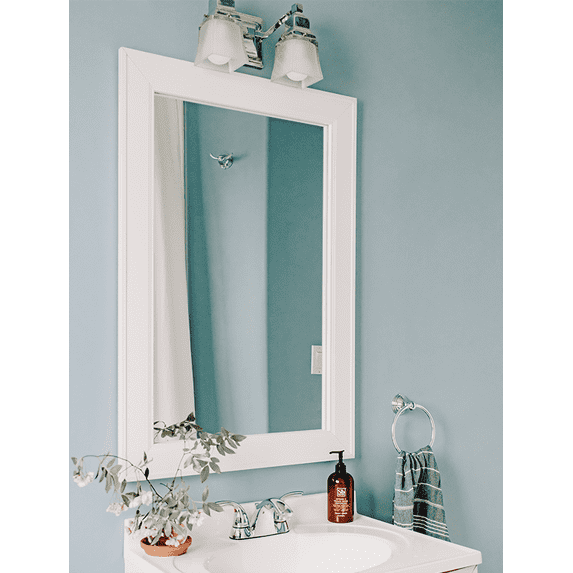 Frame My Mirror Framed Mirror, White Finish, 28" x 24", 3" Wide Frame Porter Design