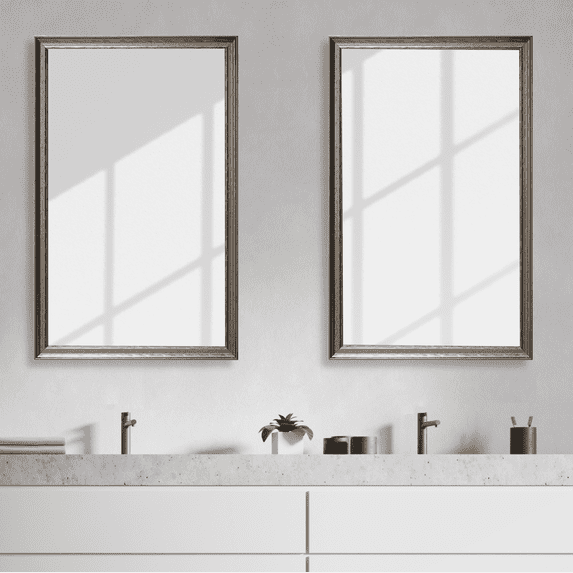 Frame My Mirror Framed Wall Mirror - Pewter 36" x 54" Mirror - Ideal for Bathroom, Wall Decor, Bedroom and Livingroom - Moisture Resistant with Safety Backing - Crenshaw Design