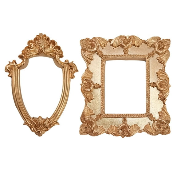 Frame Photo Picture Frames Display Vintage Resin Mini Baroque Gold Wall Tabletop Oval Holder Retro Antique Nail Decor