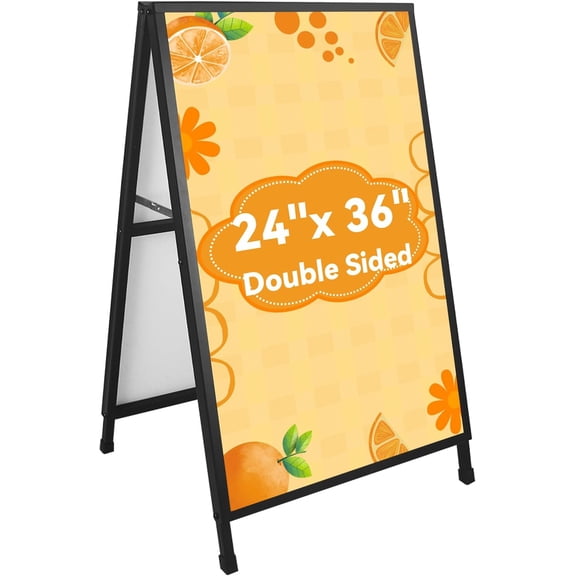 A Frame Sign 24x36, Heavy Duty Double-Sided Metal Sidewalk Sign, Frame Only | Easy Poster Changes, Double-Sided Display, Ideal for Sidewalks, Stores, Restaurants and Events