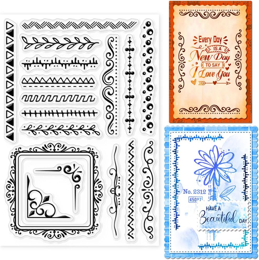 Frame Silicone Clear Stamps Corners Lace Transparent Stamp Seals for ...