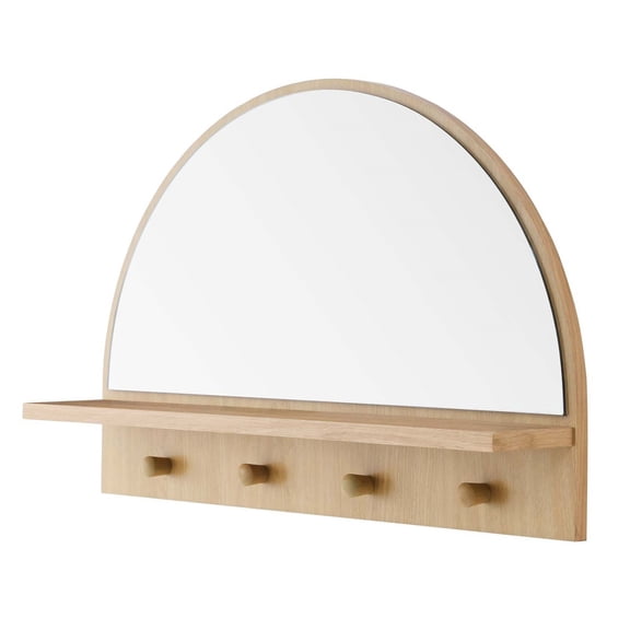 Frame Wall Mirror, Brown Oak, Wood, Bedroom Living, Modern Contemporary HB34742