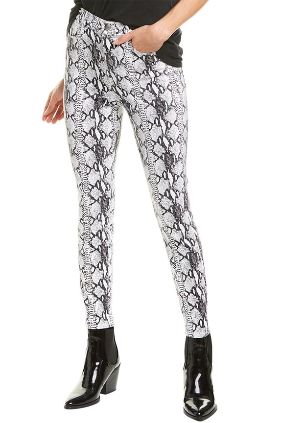 Womens Ali High-Rise Cigarette Python-Print Jeans 24 Gris Multi NWT $225