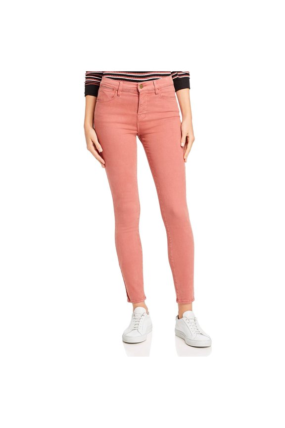 Womens Denim High Rise Skinny Jeans Red 25