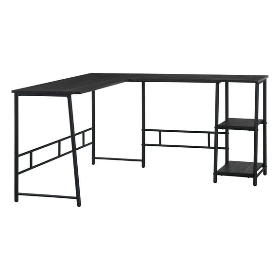 Frame Works "L" Desk in Mocha Brown Finish Metal Frame