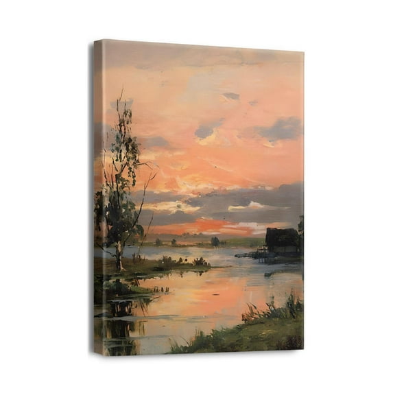 Frame Your Art12x16 Frame for Oil Paintings & Wall Art Prints, Vintage Sunset Themed Home Office Decor