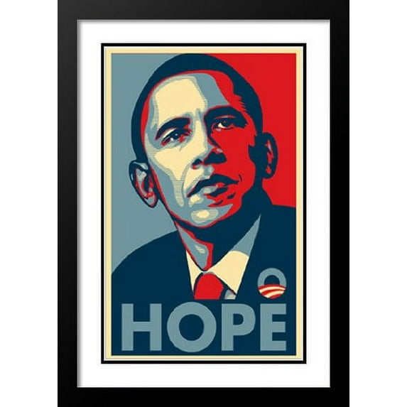 FrameToWall - Barack Obama 20x26 Framed and Double Matted RARE Campaign Poster - HOPE