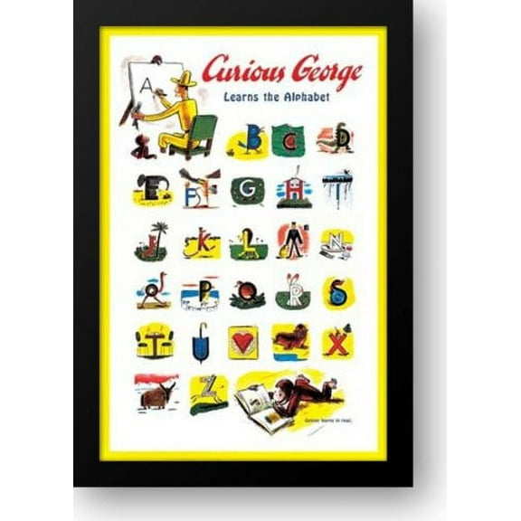 FrameToWall - Curious George Learns the Alphabet 28x40 Framed Art Print by Rey, H. A.