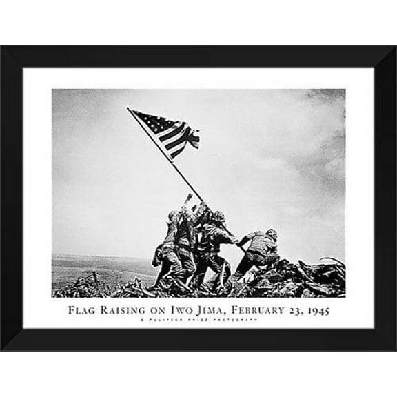 FrameToWall - Joe Rosenthal Framed Art Print 36x28 "Flag Raising on Iwo Jima"