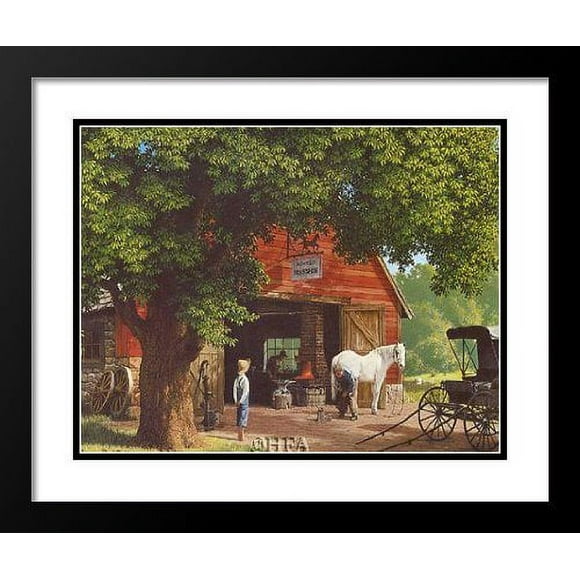 FrameToWall - Paul Detlefsen Framed and Double Matted Art 25x29 "Horse And Buggy Days"
