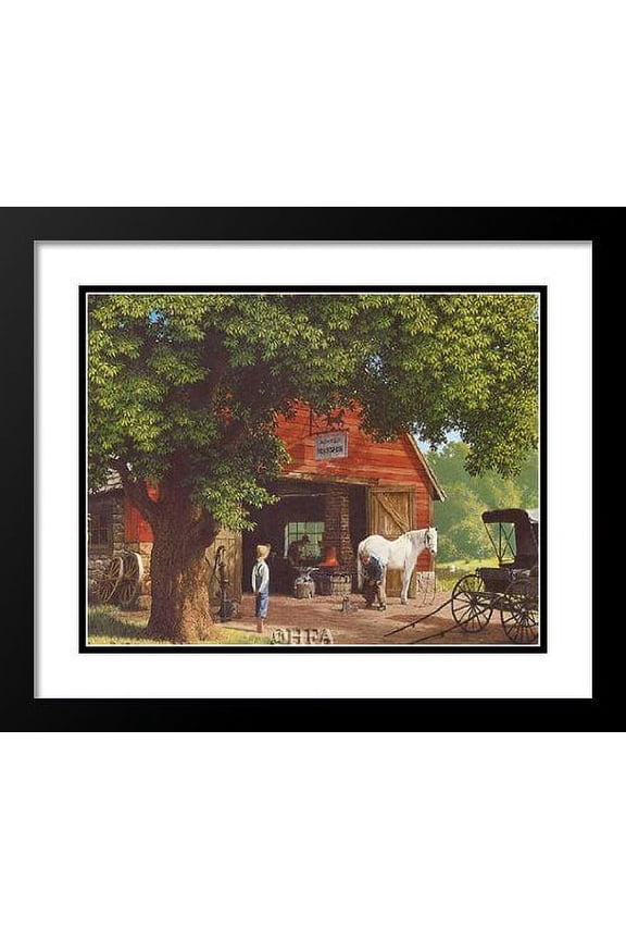 - Paul Detlefsen Framed and Double Matted Art 25x29 "Horse And Buggy Days"
