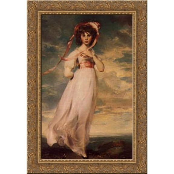 FrameToWall - Pinkie (Sarah Barrett Moulton) 19x24 Gold Ornate Wood Framed Canvas Art by Lawrence, Sir Thomas