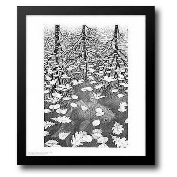 FrameToWall - Three Worlds 15x18 Framed Art Print by Escher, M.C.