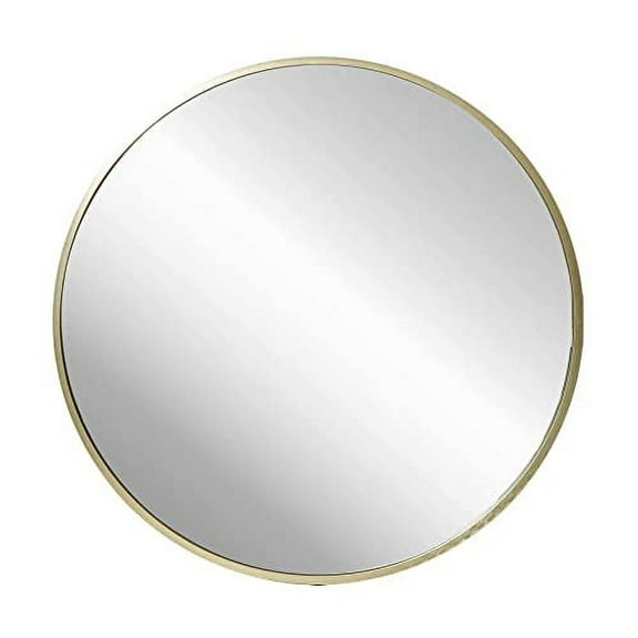 FrameWorks 28" Deluxe Contemporary Brass Gold Circular Aluminum Mirror