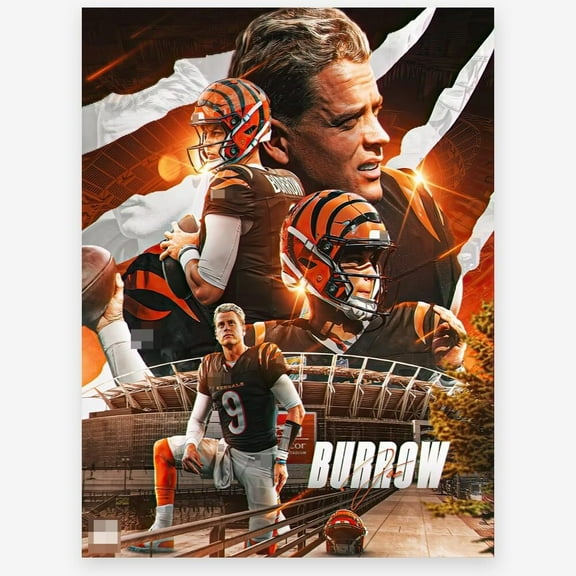 Framed 2025 Rugby Star Joe Burrow Poster For Kids Bedroom Wall Decor-Football  Signed Posters Canvas Art Print Picture For Fans Boy Teen Gifts