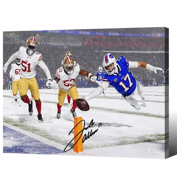 Framed 2025 Rugby Star Josh Allen Poster For Kids Bedroom Wall Decor-Football Superstar Signed Posters Canvas Art Print Picture For Fans Boy Teen Gifts