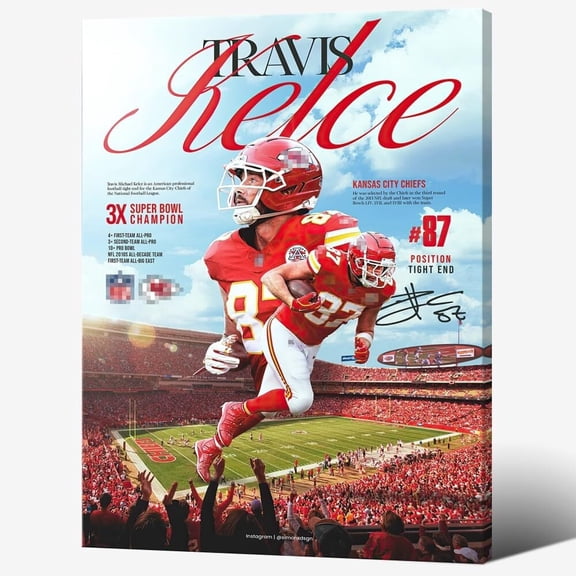 Framed 2025 Rugby Star Travis Kelce Poster For Kids Bedroom Wall Decor-Football  Signed Posters Canvas Art Print Picture For Fans Boy Teen Gifts