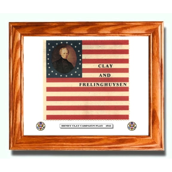 Framed 26 Star American Flag, Henry Clay Campaign Flag of 1844. Patriotic Wall Decor, Wall Art.