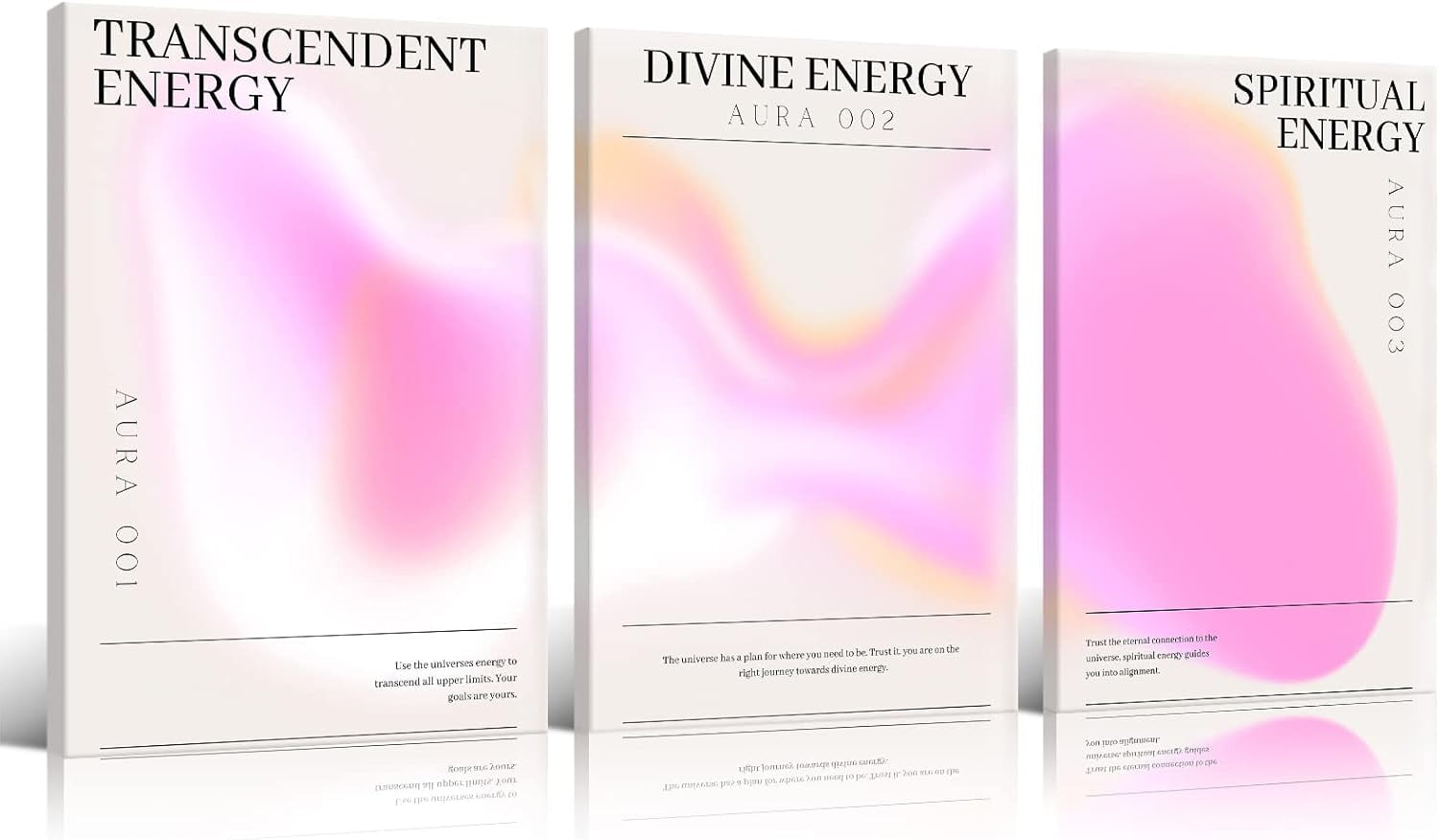 Pink Gradient Aura Angel Energy Canvas Wall Art Set