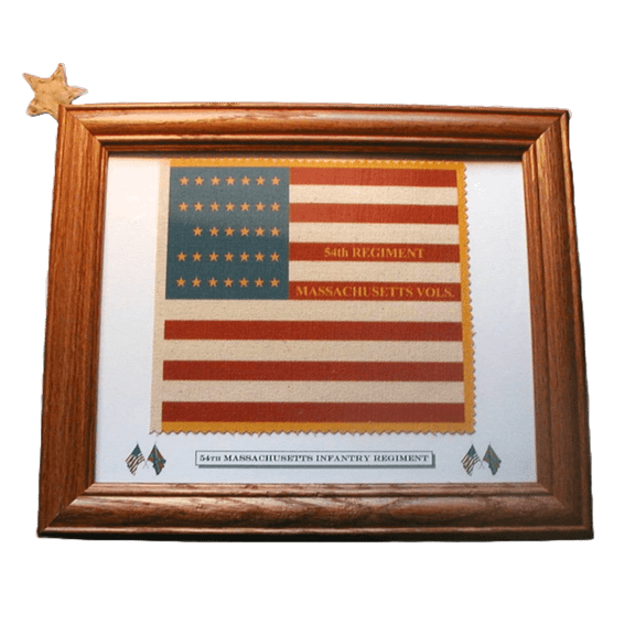 Framed, 34 Star American Civil War Flag, 54th Massachusetts Glory. Patriotic Wall Decor, Wall Art.