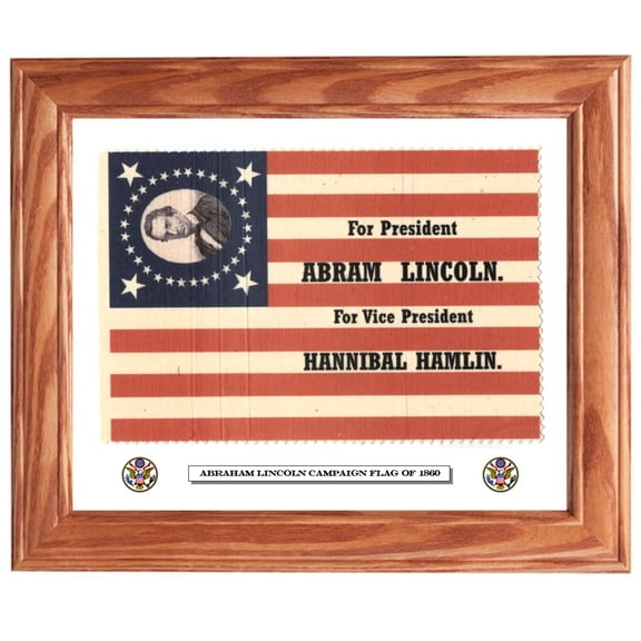 Framed, 34 star American Civil War Flag, President Abraham Lincoln Campaign Flag of 1860. Patriotic Wall Decor, Wall Art.