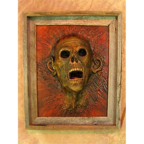 Framed 3D Life-Size Zombie Head