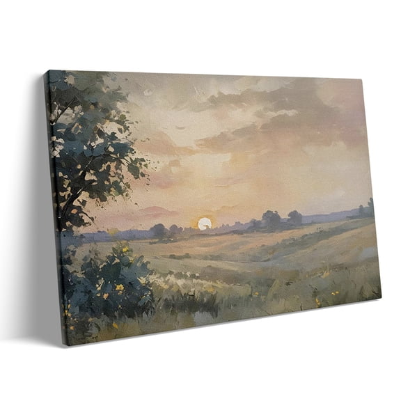 Framed 3D Textured Wall Art, Vintage Fall Sunset Wall Decor Painting, Nature Watercolor Landscape Pictures for Living Room Bedroom Home Decor 12x16 inch Wood Frame