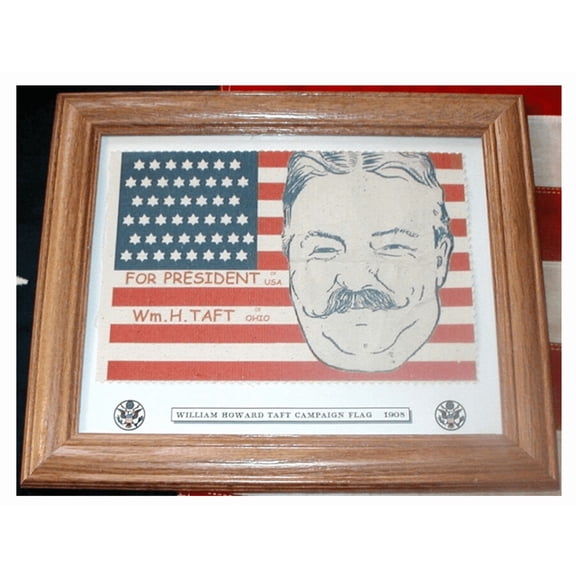 Framed 46 Star American Flag..President William Howard Taft Campaign Flag of 1908. Patriotic Wall Decor, Wall Art.
