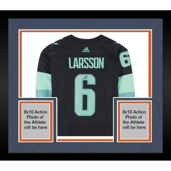 Framed Adam Larsson Seattle Kraken Autographed Navy Adidas Authentic Jersey with Inaugural Season Jersey Patch - Fanatics Authentic Certified