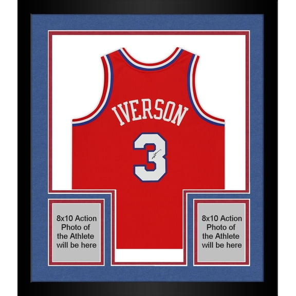 Framed Allen Iverson Philadelphia 76ers Autographed Red 2002-03 Mitchell & Ness Authentic Jersey - Fanatics Authentic Certified