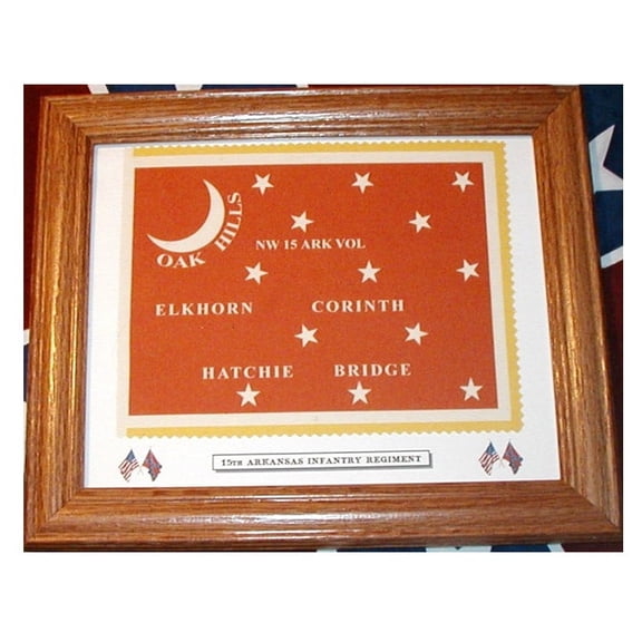 Framed American Civil War Flag, 15th Arkansas Infantry Regiment. Patriotic Wall Decor, Wall Art.