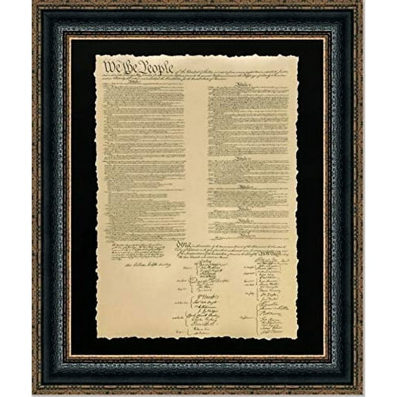 Framed American Constitution | Historic Document in Single Mat | 25L X 21W" Inches