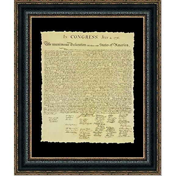 Framed American Declaration | Historic Document in Single Mat | 25L X 21W" Inches