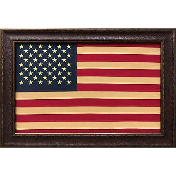 Framed American Flag | Real Cotton Cloth Embroidered Flag | 30L X 42W" Inches