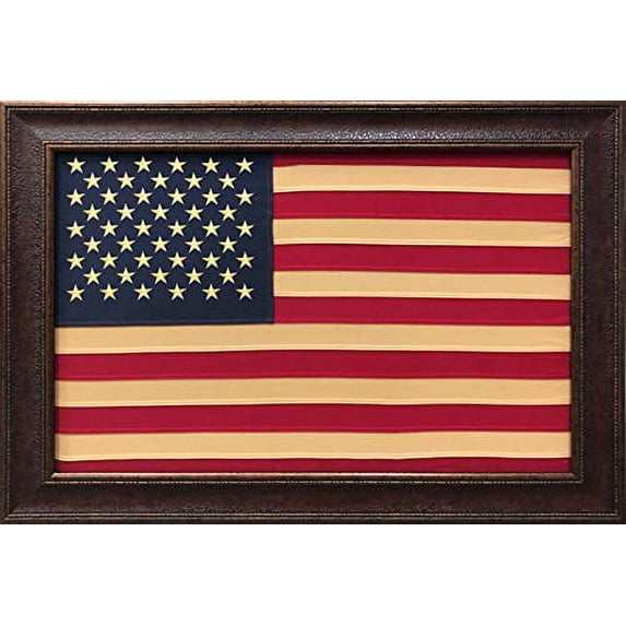 Framed American Flag | Real Cotton Cloth Embroidered Flag | 30L X 42W" Inches