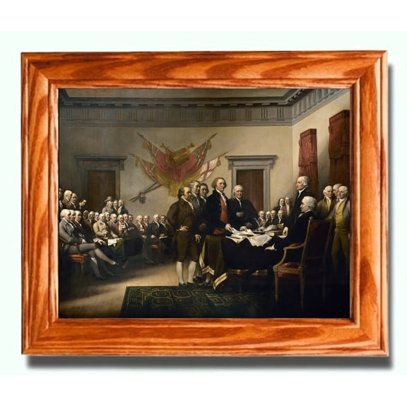 Framed American Revolution Painting on Canvas. DECLARATION OF INDEPENDENCE by John Trumbull