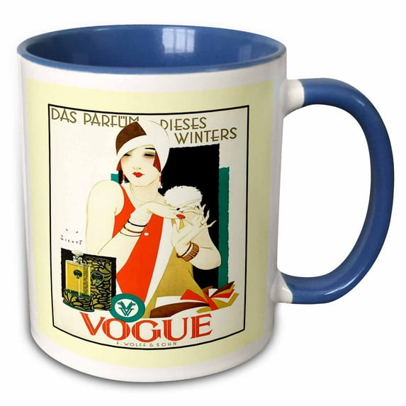 3drose, Framed Art Deco French Ad, 15oz Two-tone Blue Mug