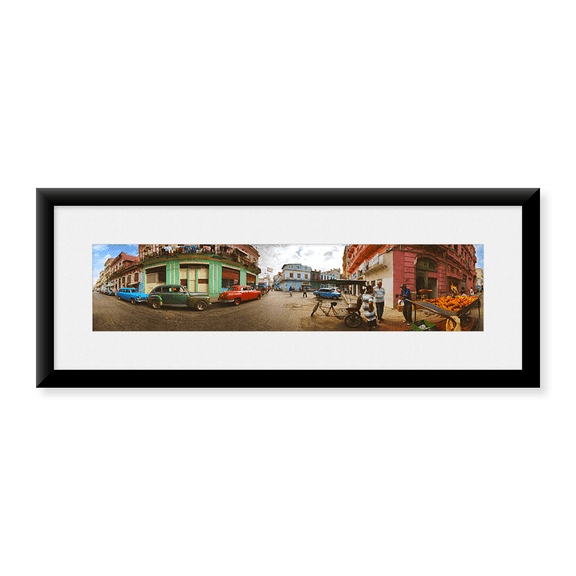 Framed Art Print, 360 degree view of street scene by Panoramic Images, 25-7/8" x 9-7/8"