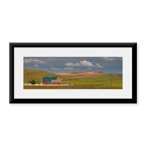 Framed Art Print, Barn and fields by Panoramic Images, 25-7/8" x 9-7/8"