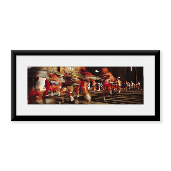 Framed Art Print, Blurred Motion Of Marathon Runners by Panoramic Images, 31-7/8" x 11-7/8"