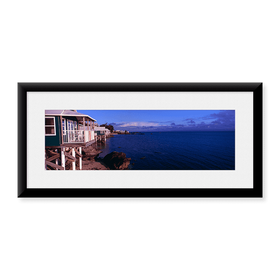Framed Art Print, Cabanas on the beach by Panoramic Images, 37-7/8" x 13-7/8"