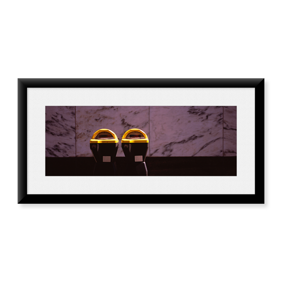 Framed Art Print, Close-up of two expired parking meters by Panoramic Images, 37-7/8" x 13-7/8"